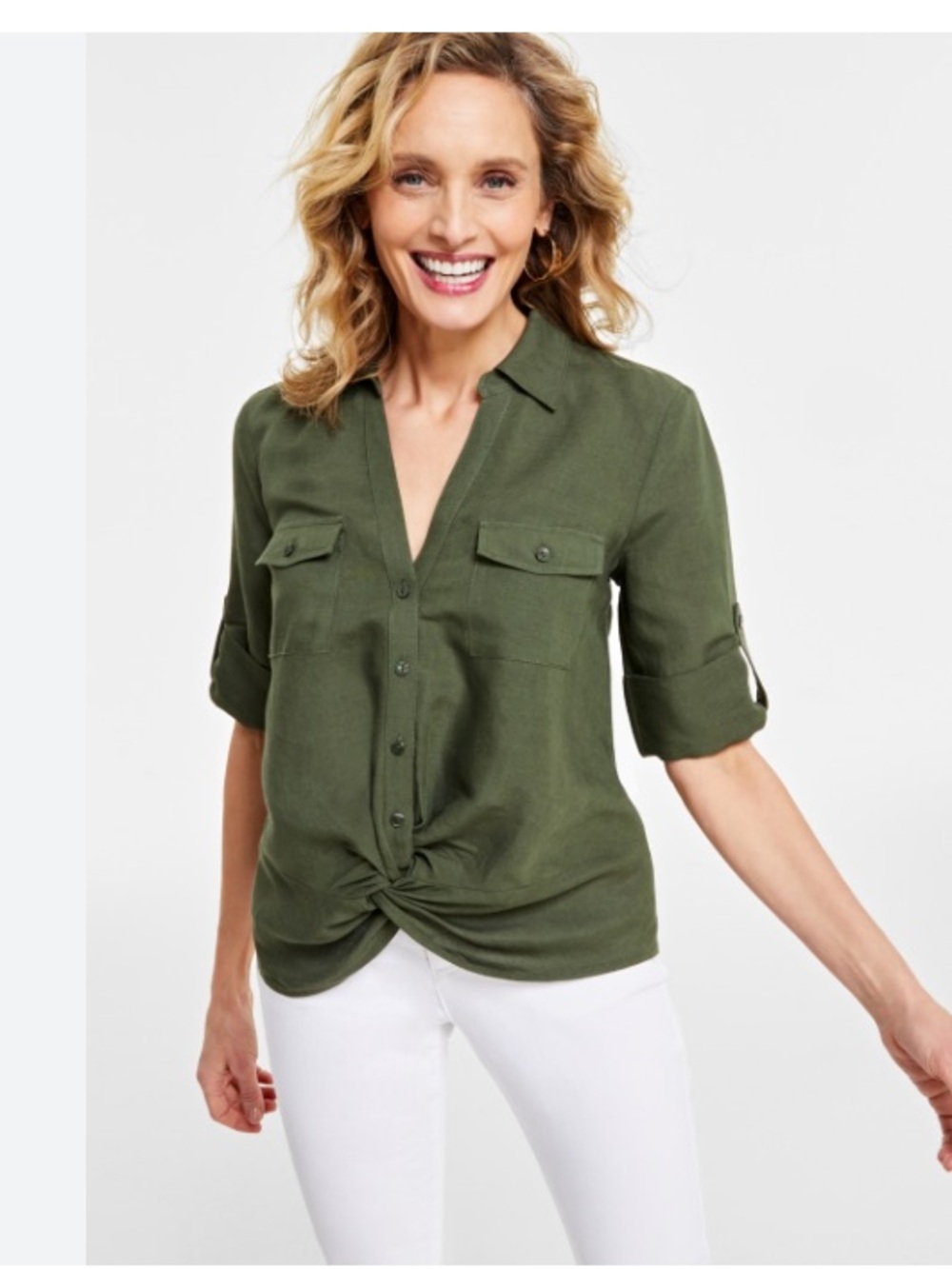 Linen blend twist blouse - Picture 3 of 11